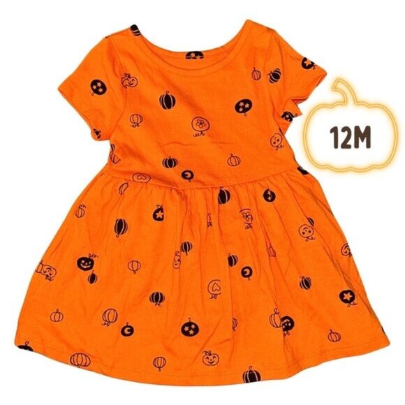 🎃 NWT Cat & Jack 12M Pumpkin Dress - Picture 2 of 15